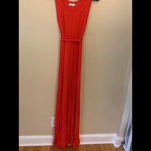 Calvin Klein Coral Jersey Maxi Dress With Belt